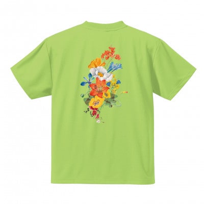 JTTA公認　卓球ユニフォーム【男女兼用(ドライ):XLサイズ】フラワー　ライム