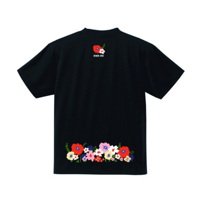 JTTA公認　卓球ユニフォーム【男女兼用(ドライ):Lサイズ】フラワー2　ブラック