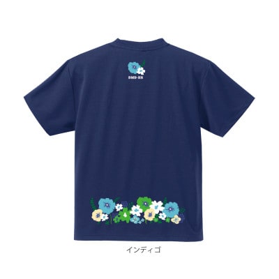 JTTA公認　卓球ユニフォーム【男女兼用(ドライ):Sサイズ】フラワー2　インディゴ