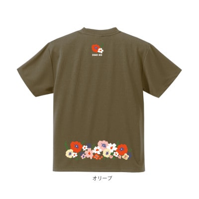 JTTA公認　卓球ユニフォーム【男女兼用(ドライ):150サイズ】フラワー2　オリーブ