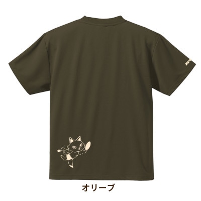 JTTA公認　卓球ユニフォーム【男女兼用(ドライ):XLサイズ】ねこ　オリーブ