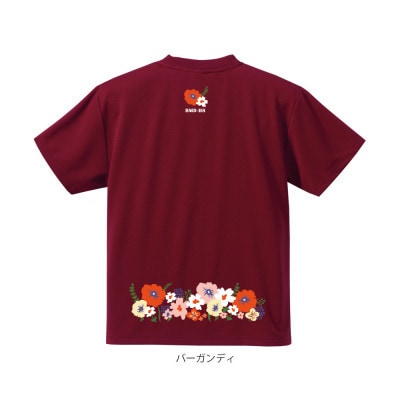 JTTA公認　卓球ユニフォーム【男女兼用(ドライ):XLサイズ】フラワー2　バーガンディ