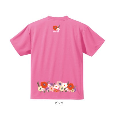 JTTA公認　卓球ユニフォーム【男女兼用(ドライ):Lサイズ】フラワー2　ピンク