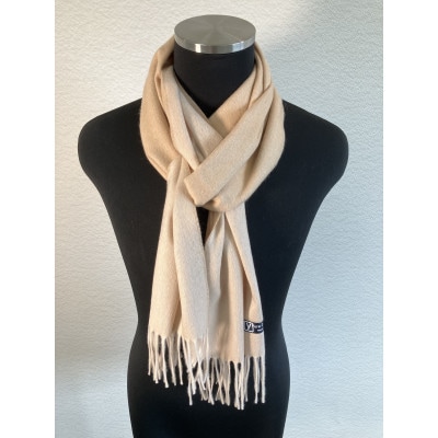 リバーシブル風　カシミヤ100%　マフラー(ライトキャメル ×バニラ)
