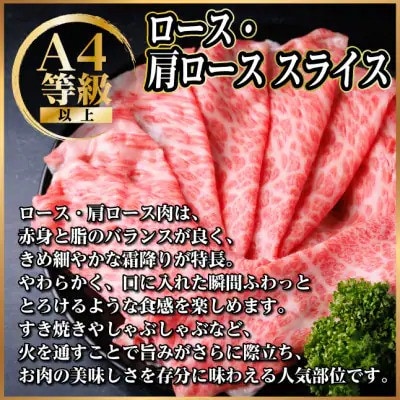 飛騨牛 厳選ロース・肩ローススライス　1kg(500g×2)　黒毛和牛 すき焼き・しゃぶしゃぶ用【配送不可地域：離島】