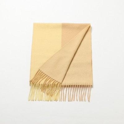 リバーシブル風　カシミヤ・ウール　マフラー　(クリーム)