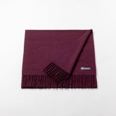 【B1-4】大判　カシミヤ100%　マフラー(ボルドー)