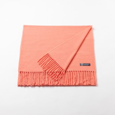 【B1-5】大判　カシミヤ100%　マフラー(サーモンピンク)