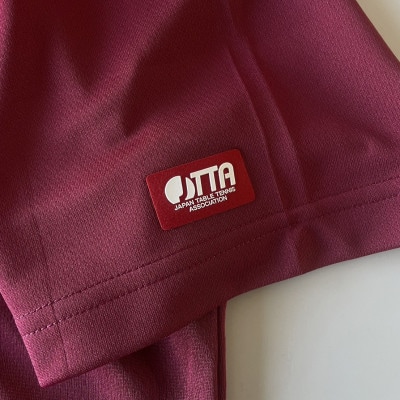 JTTA公認　卓球ユニフォーム【男女兼用(ドライ):160サイズ】ねこ　バーガンディー