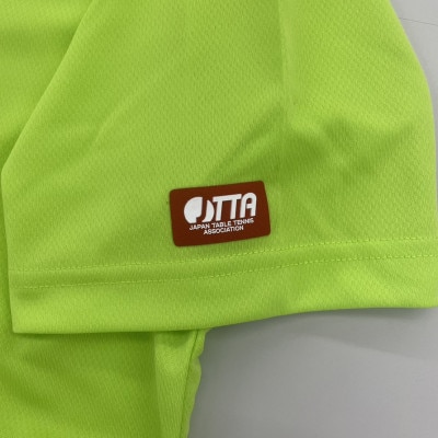 JTTA公認　卓球ユニフォーム【男女兼用(ドライ):Mサイズ】フラワー　ライム
