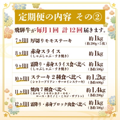 【毎月定期便】飛騨牛 極定期便 計12.9kg【冷蔵便】A4～A5等級 シャトーブリアンほか全12回【配送不可地域：離島】