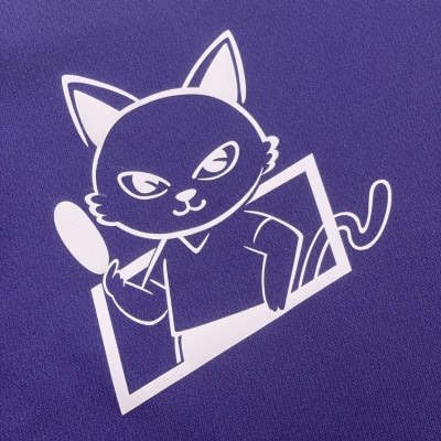 JTTA公認　卓球ユニフォーム【男女兼用(ドライ):Mサイズ】ねこ　パープル