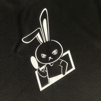 JTTA公認　卓球ユニフォーム【男女兼用(ドライ):Sサイズ】うさぎ　ブラック