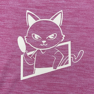 JTTA公認　卓球ユニフォーム【男女兼用(ドライ):140サイズ】ねこ　ピンク