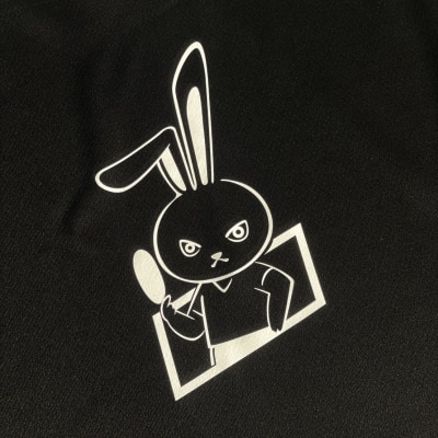 JTTA公認　卓球ユニフォーム【男女兼用(ドライ):160サイズ】うさぎ　ブラック