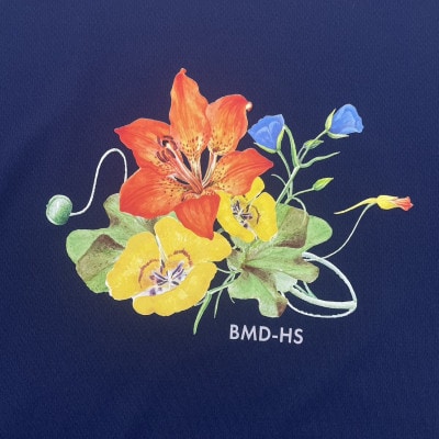 JTTA公認　卓球ユニフォーム【男女兼用(ドライ):Mサイズ】フラワー　インディゴ