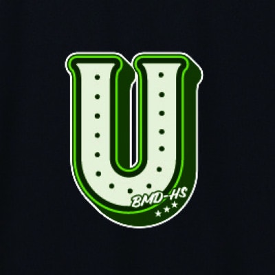 JTTA公認　卓球ユニフォーム【男女兼用(ドライ):Mサイズ】アルファベット　U　ブラック