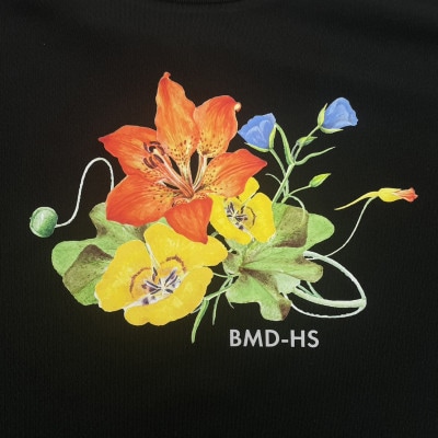 JTTA公認　卓球ユニフォーム【男女兼用(ドライ):XLサイズ】フラワー　ブラック