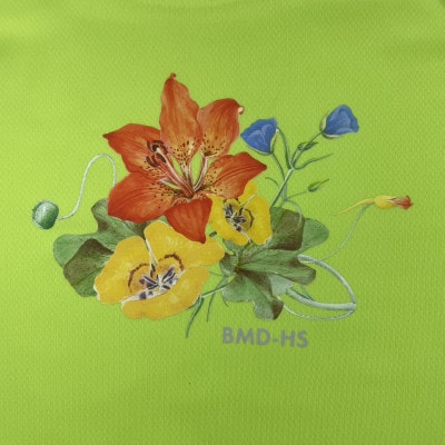 JTTA公認　卓球ユニフォーム【男女兼用(ドライ):XLサイズ】フラワー　ライム