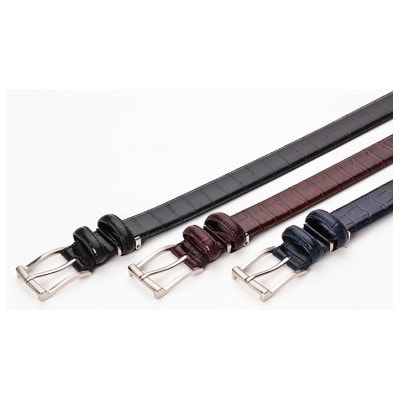 クロコダイル調　型押しビジネスベルト　日本製　ブラウン