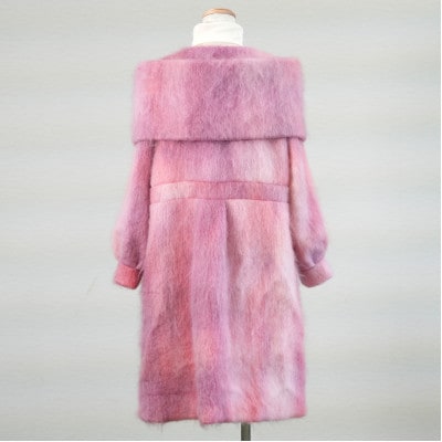 流し染め　ピンクモヘアコート