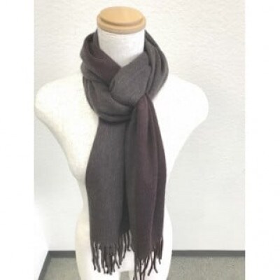 リバーシブル風　カシミヤ・ウール　マフラー(ボルドー)