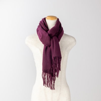 【B1-4】大判　カシミヤ100%　マフラー(ボルドー)