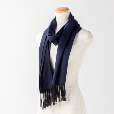 リバーシブル風　カシミヤ100%　マフラー(ネイビーブルー×ブラック)