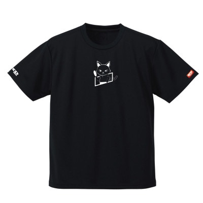 JTTA公認　卓球ユニフォーム【男女兼用(ドライ):140サイズ】ねこ　ブラック