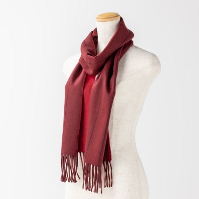 ペンシルストライプ　カシミヤ100%マフラー　(ダークワイン・ブラック×レッド)