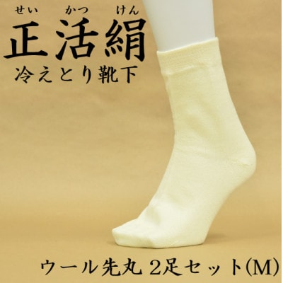 正活絹 冷えとり靴下 ウール先丸 2足セット(Mサイズ)