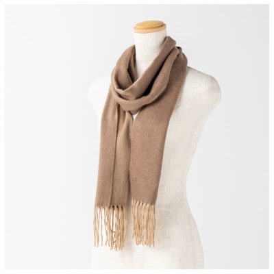 リバーシブル風　カシミヤ100%　マフラー(フレンチベージュ×キャメル)