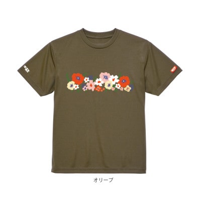 JTTA公認　卓球ユニフォーム【男女兼用(ドライ):150サイズ】フラワー2　オリーブ