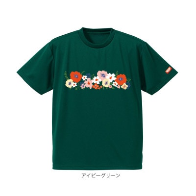 JTTA公認　卓球ユニフォーム【男女兼用(ドライ):150サイズ】フラワー2　アイビーグリーン