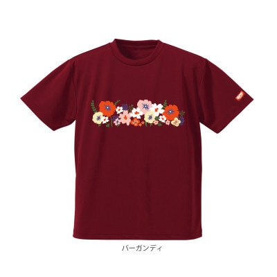 JTTA公認　卓球ユニフォーム【男女兼用(ドライ):XLサイズ】フラワー2　バーガンディ