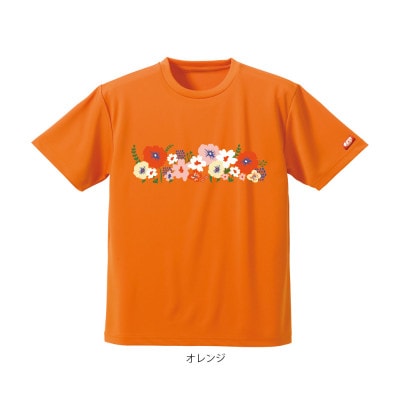 JTTA公認　卓球ユニフォーム【男女兼用(ドライ):Sサイズ】フラワー2　オレンジ