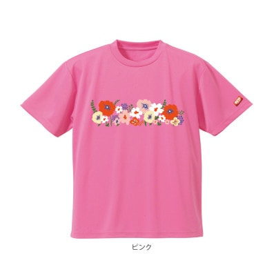 JTTA公認　卓球ユニフォーム【男女兼用(ドライ):Lサイズ】フラワー2　ピンク