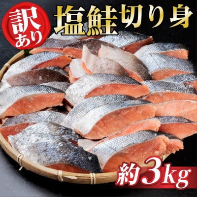 【訳あり】北海道産　塩鮭(秋鮭) 切り身 約3kg 冷凍【配送不可地域：離島】