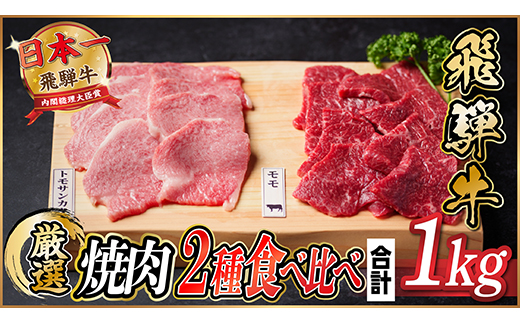 飛騨牛　トモサンカク・モモ焼肉　約1kg(各約500g×2P)【配送不可地域：離島】