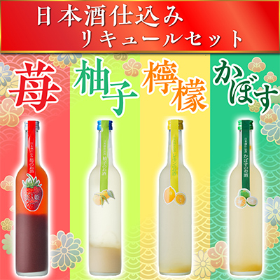 日本酒仕込みリキュールセットB　500ml×4種 (苺・柚子・レモン・かぼす)