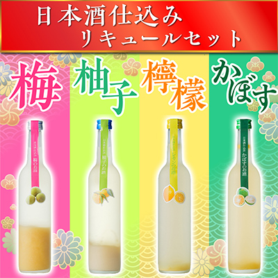 日本酒仕込みリキュールセットC　500ml×4種 (梅酒・柚子・レモン・かぼす)