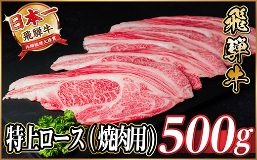 飛騨牛　特上ロース(焼肉・BBQ用)500g　A5等級　黒毛和牛【配送不可地域：離島】