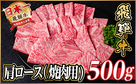 飛騨牛　厳選肩ロース(焼肉・BBQ用)500g　A4～A5等級　黒毛和牛【配送不可地域：離島】