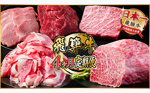 【毎月定期便】飛騨牛 定期便 計1.7kg【冷蔵便】A4～A5 バーベキュー ローストビーフ 全4回【配送不可地域：離島】