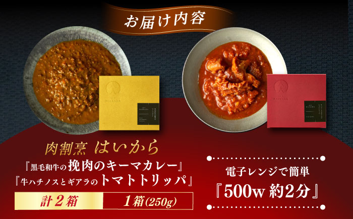 肉割烹はいから『黒毛和牛の挽肉のキーマカレー』『牛ハチノスとギアラのトマトトリッパ』 レトルト セット 牛肉 恵那市 / TWO-FACE JAPAN [AUFI015]