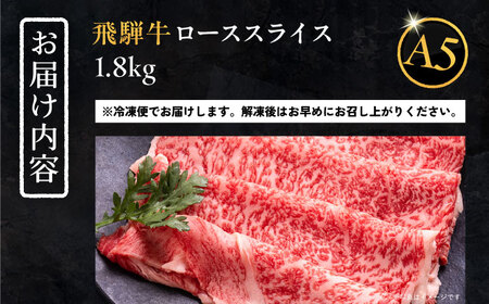 【年内配送】飛騨牛 ローススライス A5ランク 900g×2パック (1800g) しゃぶしゃぶ・すき焼き 和牛 国産 霜降り 恵那市 / 岩島屋 [AUAJ016]