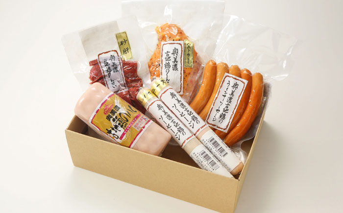 【年内配送】奥美濃古地鶏Bセット / 地鶏 鶏肉 とり肉 肉 ハム ウインナー パストラミ ソーセージ 砂肝 燻製 セット 詰め合わせ / 恵那市 / 中部食産 [AUBW006]