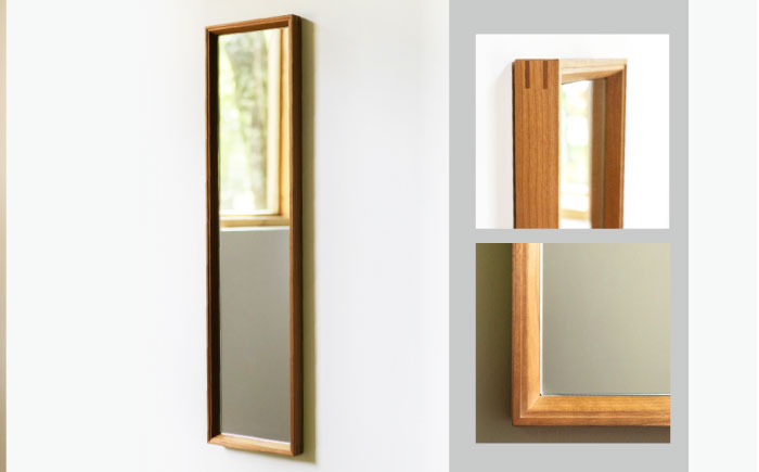 【受注生産】Mirror 05 チェリー/oil finish / 鏡 かがみ ミラー 壁掛け 全身 ウォールミラー 家具 インテリア 身だしなみ おしゃれ 受注 木製 木目調 ナチュラル デザイン / 恵那市 / ROYAL STAGE [AUEB042]
