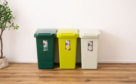 【選べるカラーとサイズ】ごみ箱 連結 45L ライトグリーン 2個組 / ダストボックス シンプル リビング / 恵那市 / 東谷株式会社 明智流通センター [AUAD057] ライトグリーン 45L