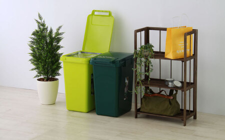 【選べるカラーとサイズ】ごみ箱 連結 45L ライトグリーン 2個組 / ダストボックス シンプル リビング / 恵那市 / 東谷株式会社 明智流通センター [AUAD057] ライトグリーン 45L